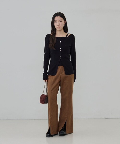 GALLEST(ギャレスト)の「スエードタッチ スリットフレアパンツ(その他パンツ・レディース・ブラウン系その他/キャメル・36/38)」の3枚目の写真