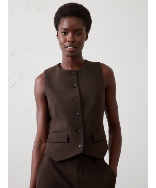 BANANA REPUBLIC FACTORY STORE(バナナリパブリック ファクトリーストア)の「BANANA REPUBLIC FACTORY STORE ダブルウィーブベスト(ベスト・レディース・グレー/ブラウン・4/2/0/8/6)」の2枚目の写真