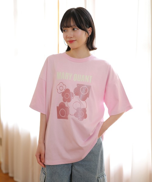 MARY QUANT(マリークワント)の「ラメデイジー Tシャツ(Tシャツ/カットソー・レディース・ブラック/ホワイト/ピンク・M)」の1枚目の写真
