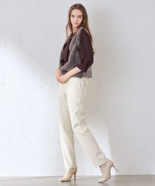 MACKINTOSH LONDON(マッキントッシュ ロンドン)の「【婦人画報10月号掲載】ファーコンビニットジレ(ベスト・レディース・チャコールグレー/ベージュ・38)」の4枚目の写真