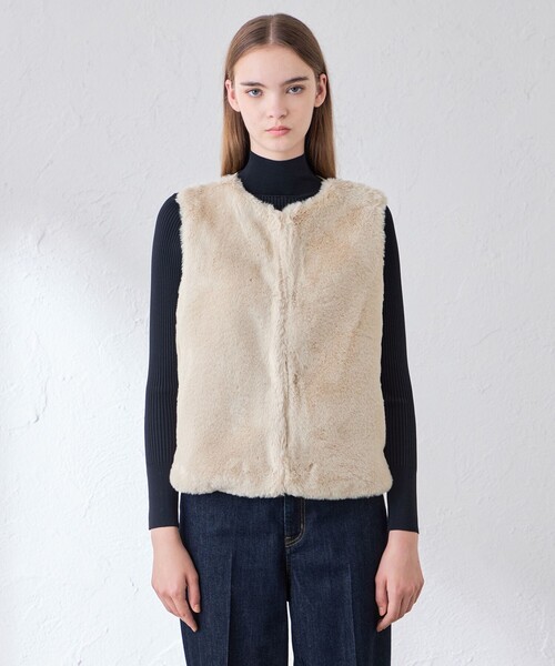 MACKINTOSH LONDON(マッキントッシュ ロンドン)の「【婦人画報10月号掲載】ファーコンビニットジレ(ベスト・レディース・チャコールグレー/ベージュ・38)」の6枚目の写真