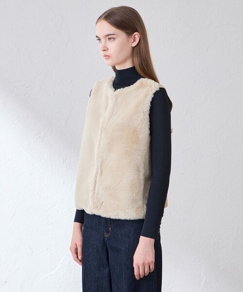 MACKINTOSH LONDON(マッキントッシュ ロンドン)の「【婦人画報10月号掲載】ファーコンビニットジレ(ベスト・レディース・チャコールグレー/ベージュ・38)」の7枚目の写真