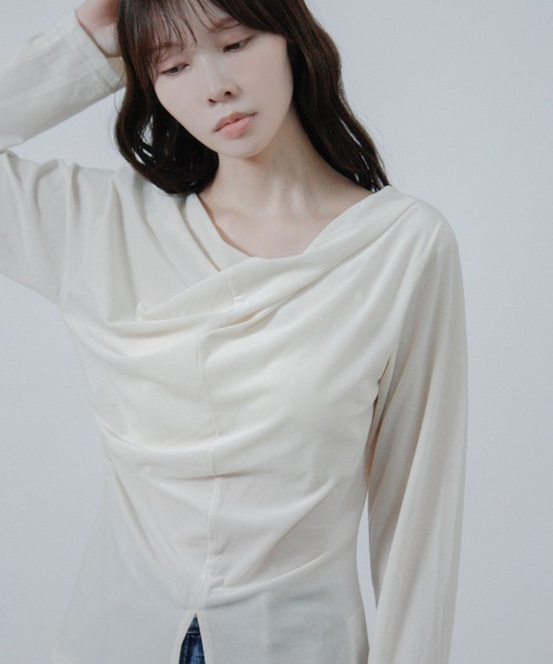 Social GIRL(ソーシャルガール)の「シアー ベロア カシュクール トップス(Tシャツ/カットソー・レディース・ブラック/アイボリー/イエロー・M)」の9枚目の写真