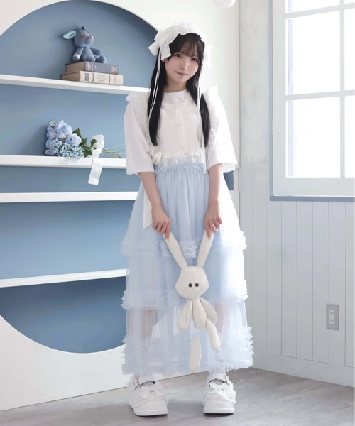 Whinny（ホワイニー）の「Whinny/【2026夏新作♪】お嬢様のすずしげスカート（スカート・レディース・ホワイト/サックスブルー/ブラック・FREE）」の6枚目の写真