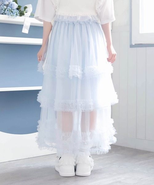 Whinny（ホワイニー）の「Whinny/【2026夏新作♪】お嬢様のすずしげスカート（スカート・レディース・ホワイト/サックスブルー/ブラック・FREE）」の13枚目の写真