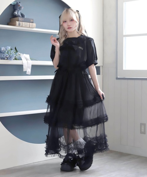 Whinny（ホワイニー）の「Whinny/【2026夏新作♪】お嬢様のすずしげスカート（スカート・レディース・ホワイト/サックスブルー/ブラック・FREE）」の15枚目の写真