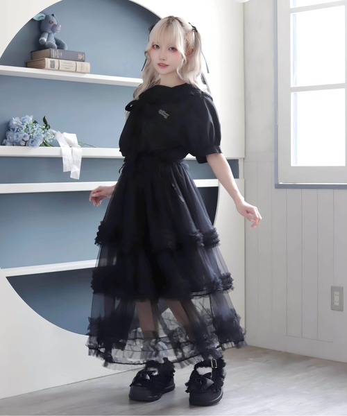 Whinny（ホワイニー）の「Whinny/【2026夏新作♪】お嬢様のすずしげスカート（スカート・レディース・ホワイト/サックスブルー/ブラック・FREE）」の16枚目の写真