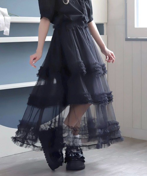 Whinny（ホワイニー）の「Whinny/【2026夏新作♪】お嬢様のすずしげスカート（スカート・レディース・ホワイト/サックスブルー/ブラック・FREE）」の17枚目の写真