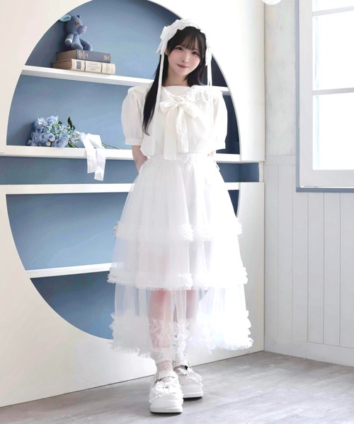 Whinny（ホワイニー）の「Whinny/【2026夏新作♪】お嬢様のすずしげスカート（スカート・レディース・ホワイト/サックスブルー/ブラック・FREE）」の19枚目の写真