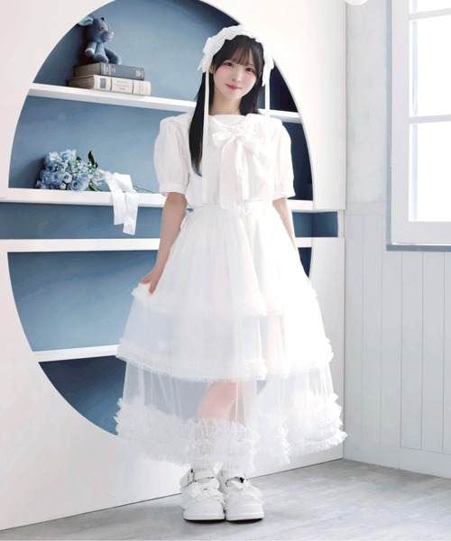 Whinny（ホワイニー）の「Whinny/【2026夏新作♪】お嬢様のすずしげスカート（スカート・レディース・ホワイト/サックスブルー/ブラック・FREE）」の20枚目の写真