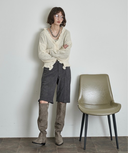 THE YOn(ザヨン)の「配色ベルトコーデュロイハーフパンツ(その他パンツ・レディース・ブラック/アイボリー/ピンク・M/S)」の10枚目の写真