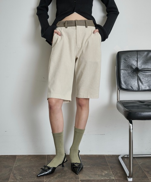 THE YOn(ザヨン)の「配色ベルトコーデュロイハーフパンツ(その他パンツ・レディース・ブラック/アイボリー/ピンク・M/S)」の15枚目の写真