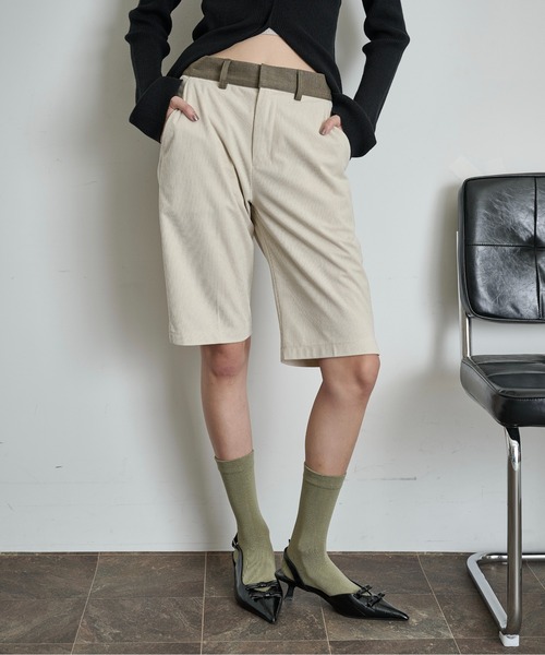 THE YOn(ザヨン)の「配色ベルトコーデュロイハーフパンツ(その他パンツ・レディース・ブラック/アイボリー/ピンク・M/S)」の16枚目の写真
