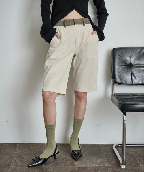 THE YOn(ザヨン)の「配色ベルトコーデュロイハーフパンツ(その他パンツ・レディース・ブラック/アイボリー/ピンク・M/S)」の17枚目の写真