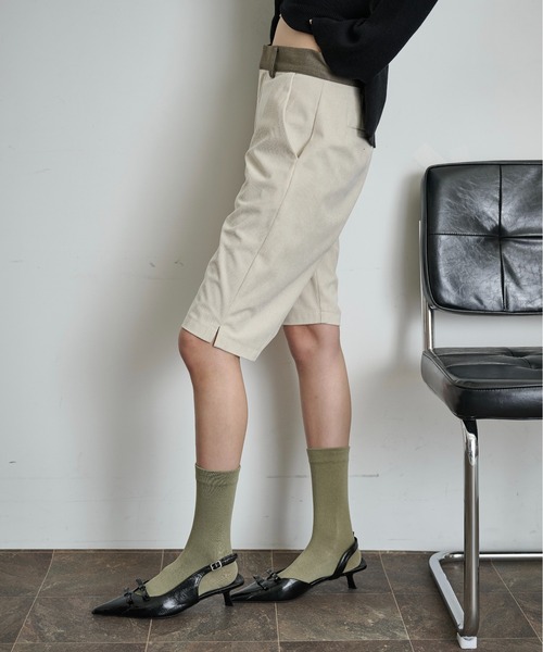 THE YOn(ザヨン)の「配色ベルトコーデュロイハーフパンツ(その他パンツ・レディース・ブラック/アイボリー/ピンク・M/S)」の19枚目の写真