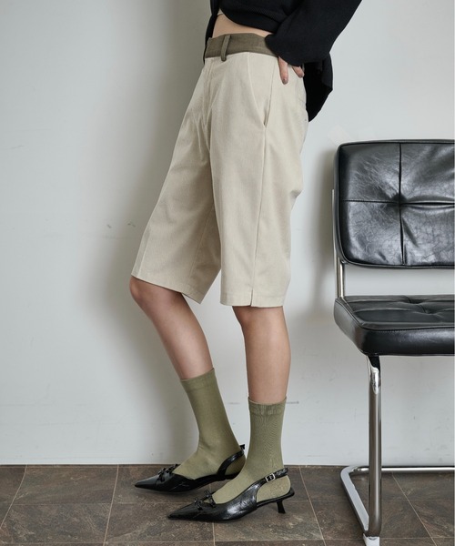 THE YOn(ザヨン)の「配色ベルトコーデュロイハーフパンツ(その他パンツ・レディース・ブラック/アイボリー/ピンク・M/S)」の18枚目の写真