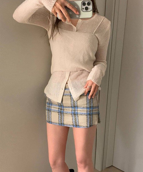 Girly Doll(ガーリードール)の「ニットカーディガン&キャミソール 2点セット(ニット/セーター・レディース・ベージュ/ブラウン/ブルーグレー・FREE)」の10枚目の写真