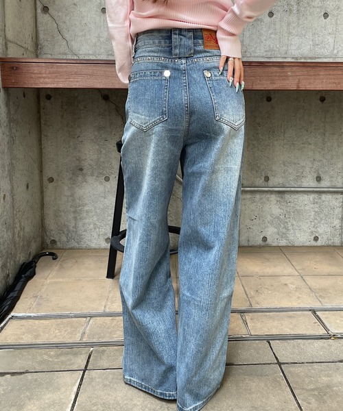 ROGER AND RAW（ロジャーアンドロウ）の「スタッズ×ビジューデコ デニムワイドパンツ（デニムパンツ・レディース・ブルー・SMALL/MEDIUM）」の18枚目の写真