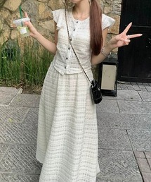 フリルスリーブトップススカートセットアップ