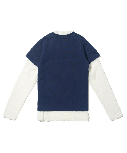 CARGOBROS FOR WOMAN（カーゴブロスフォーウィメン）の「スタシースルーロングスリーブレイヤードシークレット半袖Tシャツセット（アイボリー/ネイビー）（Tシャツ/カットソー・レディース・その他・FREE）」の5枚目の写真