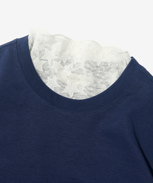 CARGOBROS FOR WOMAN（カーゴブロスフォーウィメン）の「スタシースルーロングスリーブレイヤードシークレット半袖Tシャツセット（アイボリー/ネイビー）（Tシャツ/カットソー・レディース・その他・FREE）」の2枚目の写真