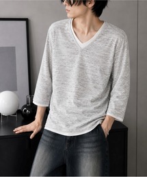 UP START | 【Bls】 【ZM】【Bling Leads】レイヤード風 7分袖カットソー(BL)(Tシャツ/カットソー)