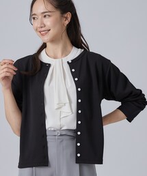 【UV/S-LL/洗濯機可】多ボタンがポイント クルーネックカーディガン
