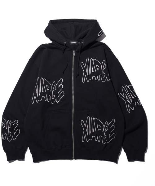 XLARGE(エクストララージ)の「ALLOVER LOGO ZIP HOODED SWEATSHIRT(パーカー・メンズ・ブルー/ピンク/ブラック・S/M/L/XL)」の9枚目の写真