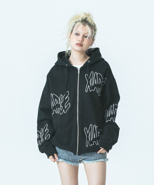 XLARGE(エクストララージ)の「ALLOVER LOGO ZIP HOODED SWEATSHIRT(パーカー・メンズ・ブルー/ピンク/ブラック・S/M/L/XL)」の6枚目の写真
