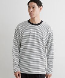 THE SHOP TK  | 【洗濯機OK】リップルボーダー長袖Tシャツ(Tシャツ/カットソー)