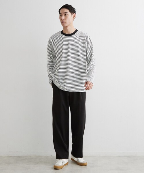 THE SHOP TK (ザ ショップ ティーケー )の「【洗濯機OK】リップルボーダー長袖Tシャツ(Tシャツ/カットソー・メンズ・ブラック系2/ホワイト系5・02/03)」の10枚目の写真