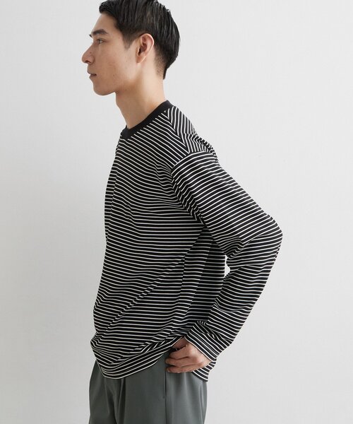 THE SHOP TK (ザ ショップ ティーケー )の「【洗濯機OK】リップルボーダー長袖Tシャツ(Tシャツ/カットソー・メンズ・ブラック系2/ホワイト系5・02/03)」の8枚目の写真