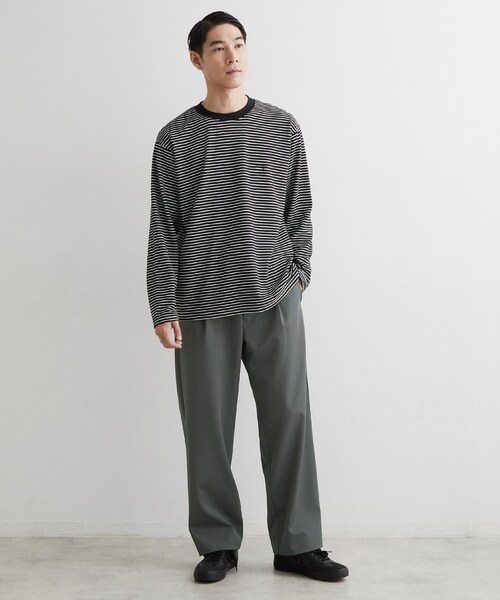 THE SHOP TK (ザ ショップ ティーケー )の「【洗濯機OK】リップルボーダー長袖Tシャツ(Tシャツ/カットソー・メンズ・ブラック系2/ホワイト系5・02/03)」の6枚目の写真