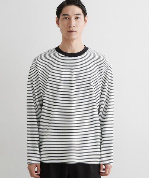 THE SHOP TK (ザ ショップ ティーケー )の「【洗濯機OK】リップルボーダー長袖Tシャツ(Tシャツ/カットソー・メンズ・ブラック系2/ホワイト系5・02/03)」の4枚目の写真