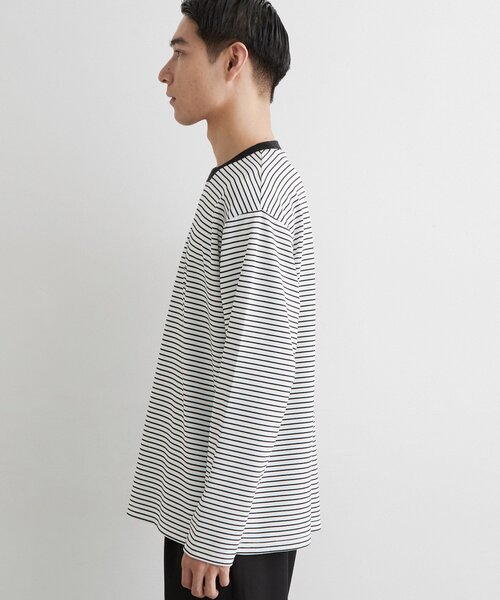 THE SHOP TK (ザ ショップ ティーケー )の「【洗濯機OK】リップルボーダー長袖Tシャツ(Tシャツ/カットソー・メンズ・ブラック系2/ホワイト系5・02/03)」の3枚目の写真