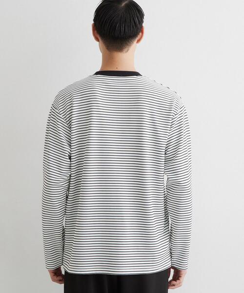 THE SHOP TK (ザ ショップ ティーケー )の「【洗濯機OK】リップルボーダー長袖Tシャツ(Tシャツ/カットソー・メンズ・ブラック系2/ホワイト系5・02/03)」の16枚目の写真