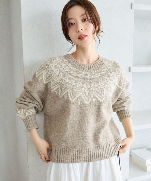 le.coeur blanc（ルクールブラン）の「《WEB限定》ウール混ノルディックニット（ニット/セーター・レディース・アイボリー/ブラック/ベージュ/グレー・38）」の5枚目の写真