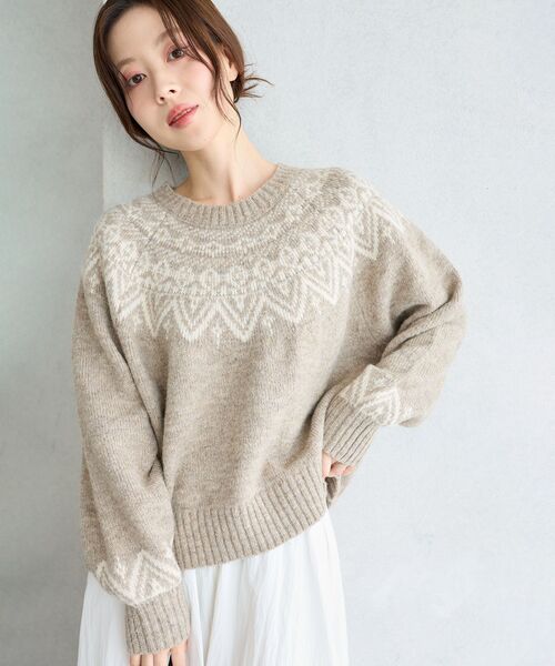 le.coeur blanc（ルクールブラン）の「《WEB限定》ウール混ノルディックニット（ニット/セーター・レディース・アイボリー/ブラック/ベージュ/グレー・38）」の6枚目の写真