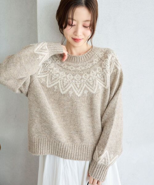 le.coeur blanc（ルクールブラン）の「《WEB限定》ウール混ノルディックニット（ニット/セーター・レディース・アイボリー/ブラック/ベージュ/グレー・38）」の7枚目の写真