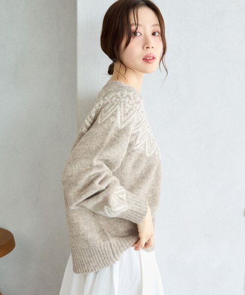 le.coeur blanc（ルクールブラン）の「《WEB限定》ウール混ノルディックニット（ニット/セーター・レディース・アイボリー/ブラック/ベージュ/グレー・38）」の9枚目の写真