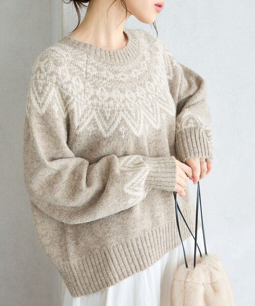 le.coeur blanc（ルクールブラン）の「《WEB限定》ウール混ノルディックニット（ニット/セーター・レディース・アイボリー/ブラック/ベージュ/グレー・38）」の10枚目の写真