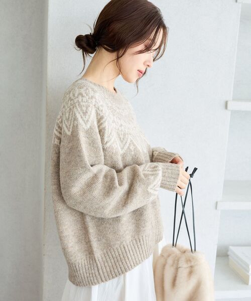 le.coeur blanc（ルクールブラン）の「《WEB限定》ウール混ノルディックニット（ニット/セーター・レディース・アイボリー/ブラック/ベージュ/グレー・38）」の11枚目の写真