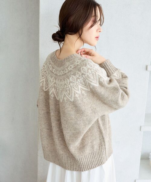 le.coeur blanc（ルクールブラン）の「《WEB限定》ウール混ノルディックニット（ニット/セーター・レディース・アイボリー/ブラック/ベージュ/グレー・38）」の12枚目の写真