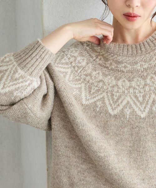le.coeur blanc（ルクールブラン）の「《WEB限定》ウール混ノルディックニット（ニット/セーター・レディース・アイボリー/ブラック/ベージュ/グレー・38）」の13枚目の写真