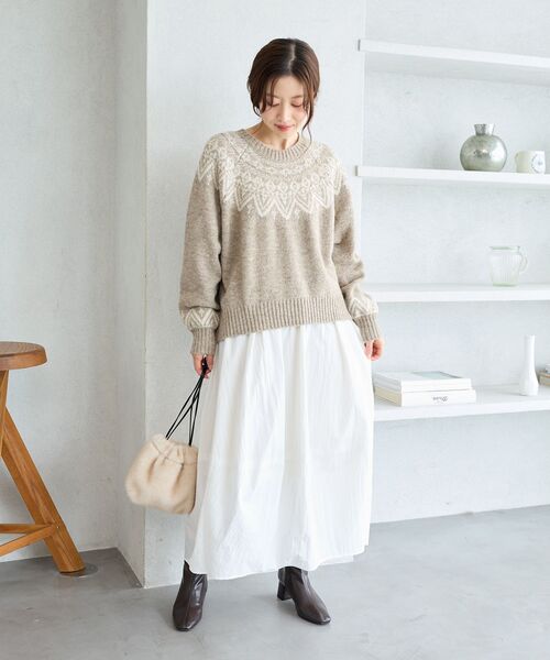 le.coeur blanc（ルクールブラン）の「《WEB限定》ウール混ノルディックニット（ニット/セーター・レディース・アイボリー/ブラック/ベージュ/グレー・38）」の14枚目の写真