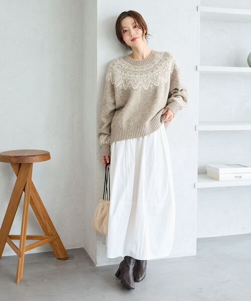 le.coeur blanc（ルクールブラン）の「《WEB限定》ウール混ノルディックニット（ニット/セーター・レディース・アイボリー/ブラック/ベージュ/グレー・38）」の15枚目の写真