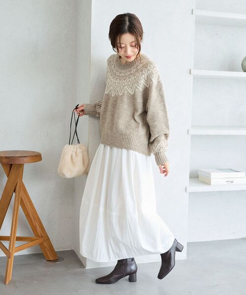 le.coeur blanc（ルクールブラン）の「《WEB限定》ウール混ノルディックニット（ニット/セーター・レディース・アイボリー/ブラック/ベージュ/グレー・38）」の16枚目の写真