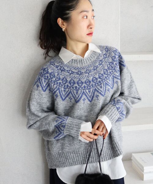 le.coeur blanc（ルクールブラン）の「《WEB限定》ウール混ノルディックニット（ニット/セーター・レディース・アイボリー/ブラック/ベージュ/グレー・38）」の18枚目の写真