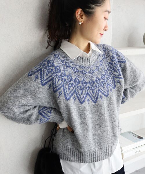le.coeur blanc（ルクールブラン）の「《WEB限定》ウール混ノルディックニット（ニット/セーター・レディース・アイボリー/ブラック/ベージュ/グレー・38）」の21枚目の写真