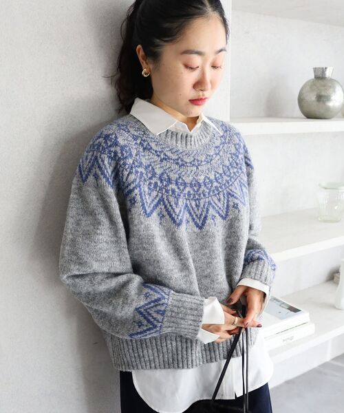 le.coeur blanc（ルクールブラン）の「《WEB限定》ウール混ノルディックニット（ニット/セーター・レディース・アイボリー/ブラック/ベージュ/グレー・38）」の22枚目の写真